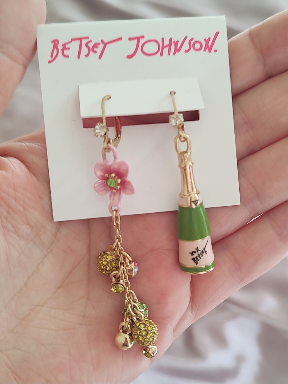 NWT Betsey Johnson Champagne Earrings